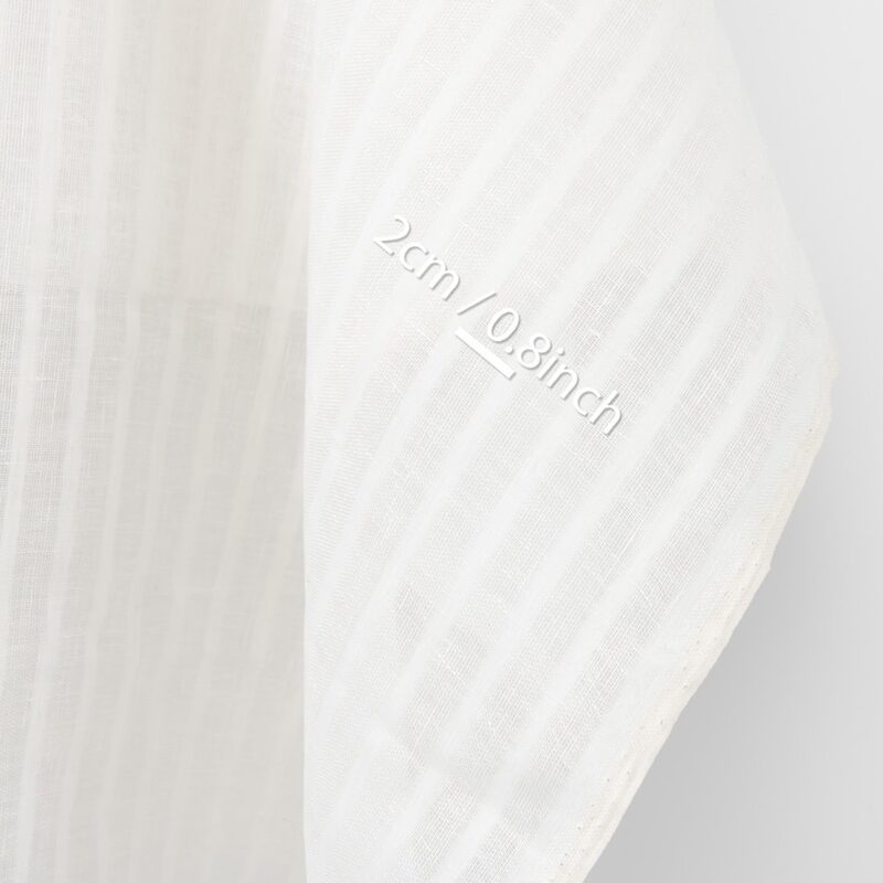Linen fabric striped off-white, with measurements