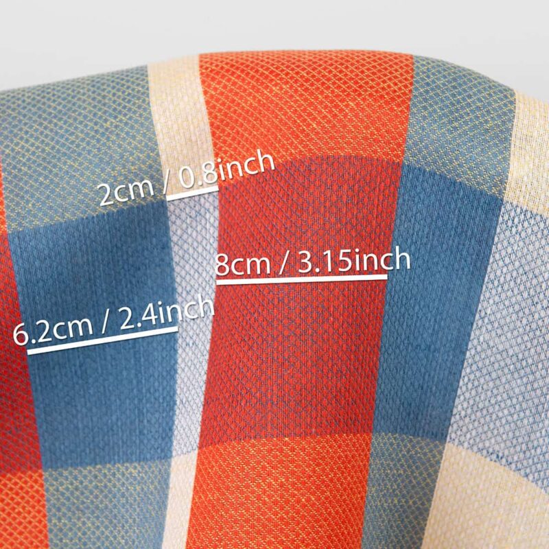 Linen cotton fabric blue red yellow checks, with measurements