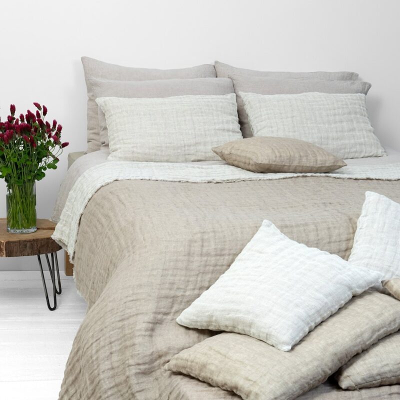 Linen cushion cover grey-brown