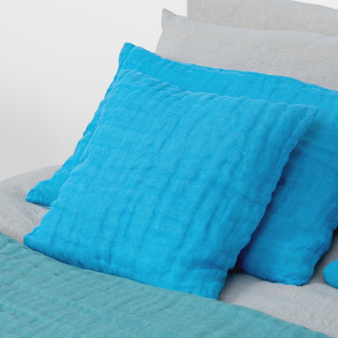 Linen cushion cover sky blue