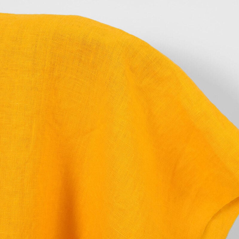 Linen fabric plain warm yellow, 145cm width