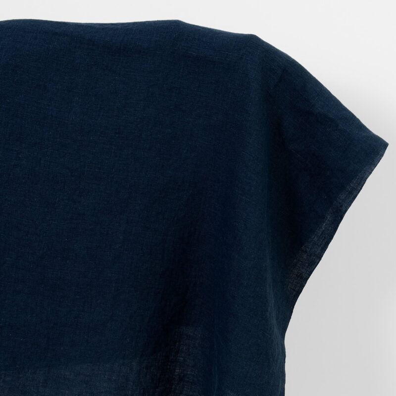 Linen fabric plain blue-black, washed