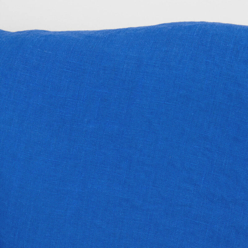 Linen fabric plain blue, washed, plain weave