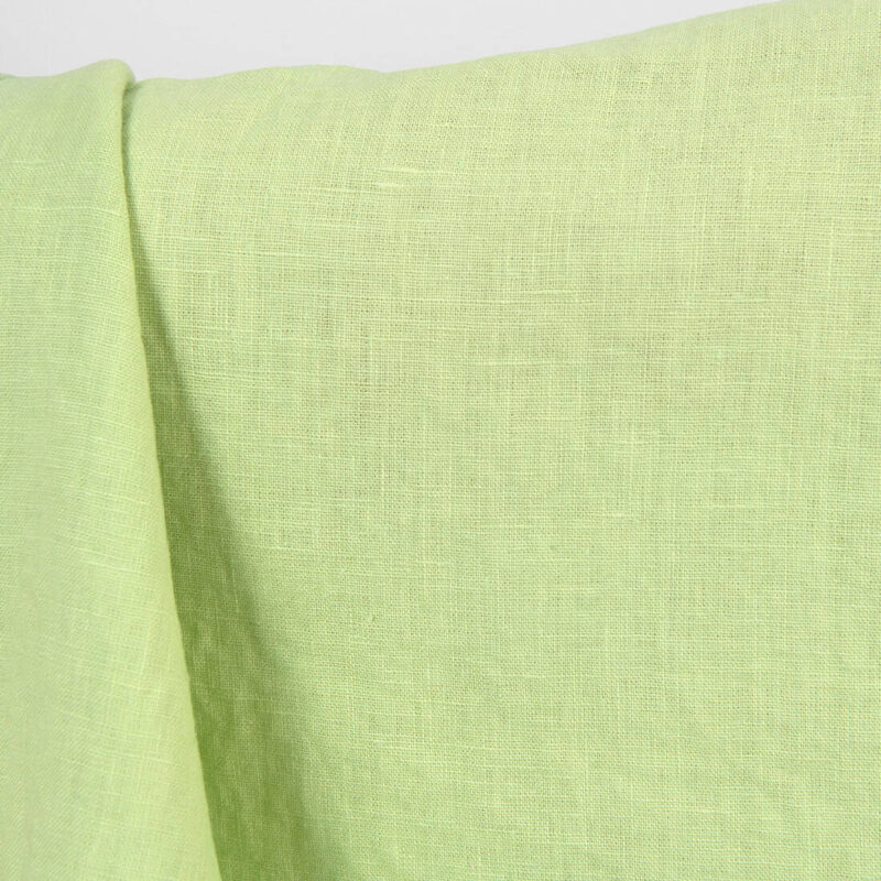 Linen fabric plain pale green, washed, plain weave