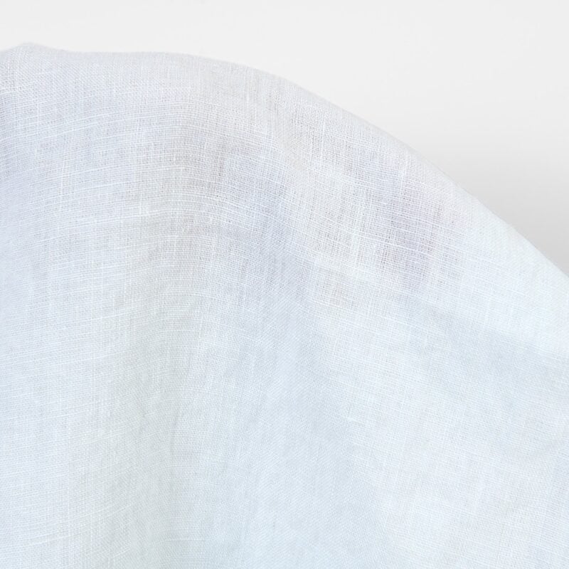 Linen fabric in illusion blue colour, washed, plain weave