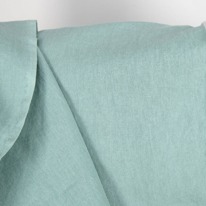 Linen cotton fabric in jadeite colour, washed, plain weave