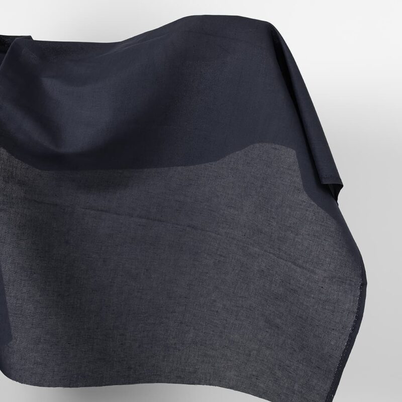 Linen cotton fabric dark navy blue colour
