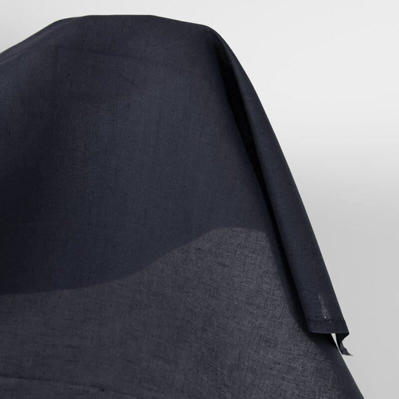 Linen cotton fabric dark navy blue colour edge