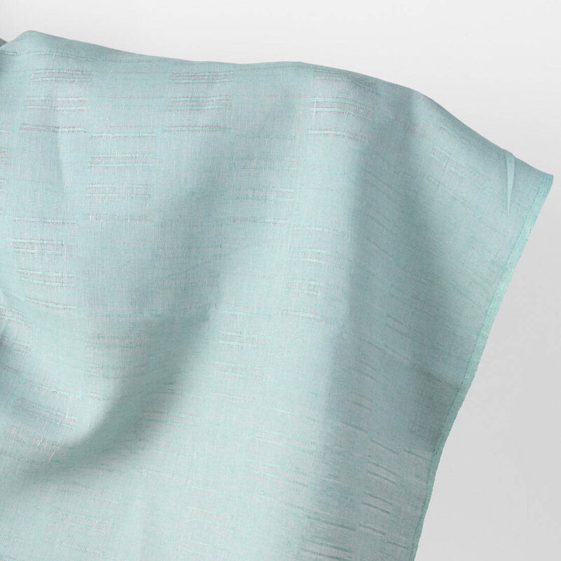 Linen fabric aquamarine dobby decorative lines
