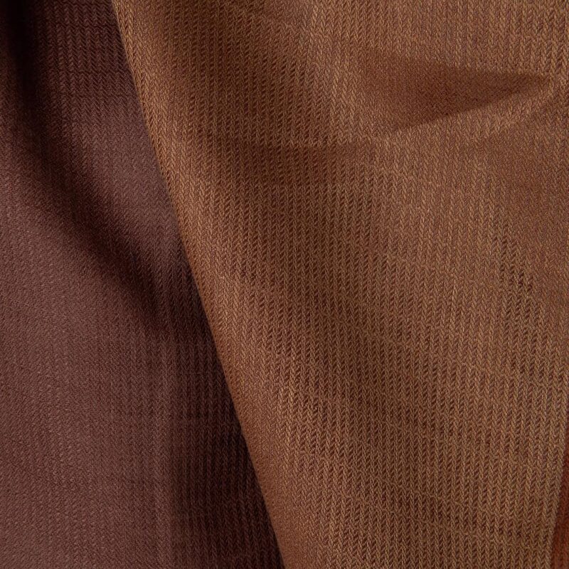 Linen fabric brown striped twill, 150cm width
