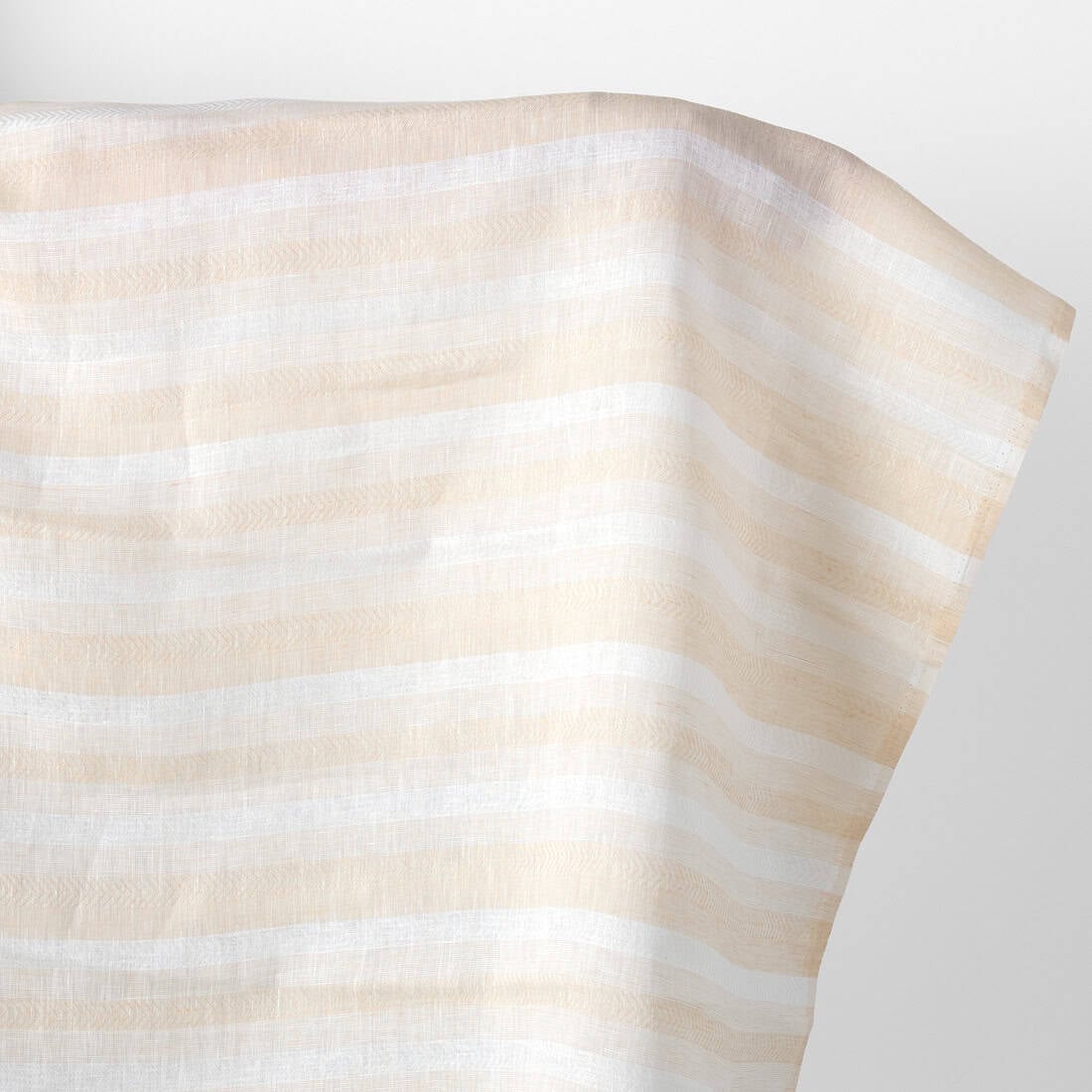 Linen fabric white and light sand herringbone stripes