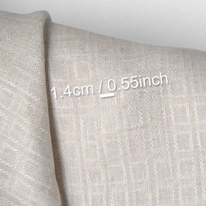 Linen fabric natural and white melange dobby checks, pure linen