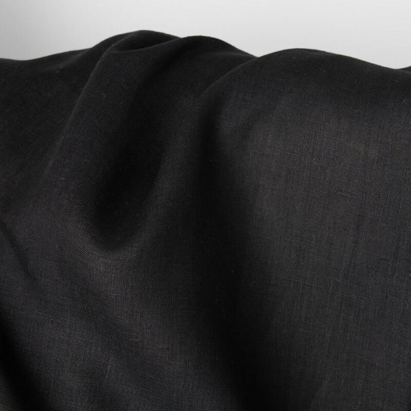 Linen fabric plain black, 150cm width