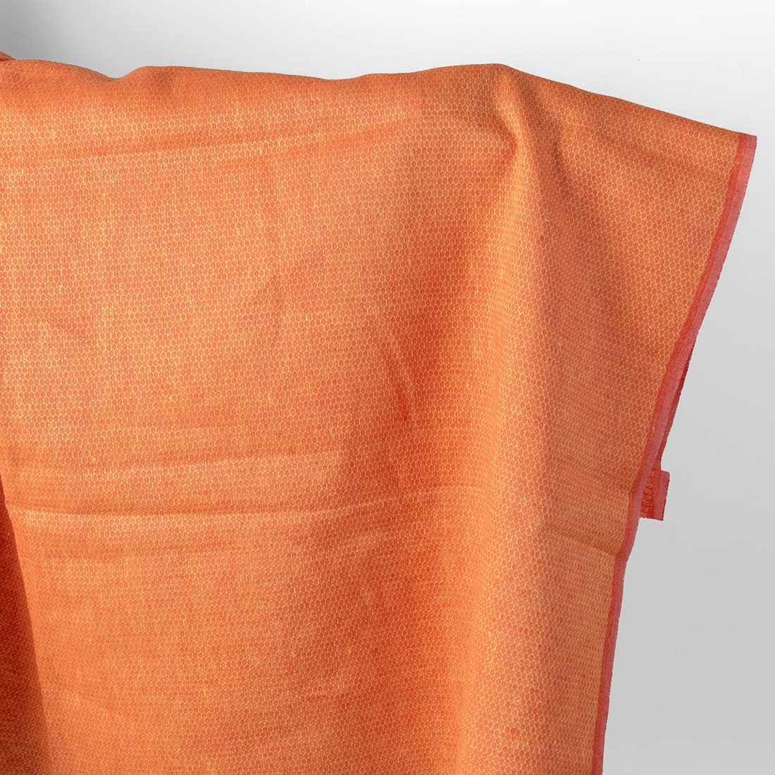Linen fabric orange-red and yellow honeycomb