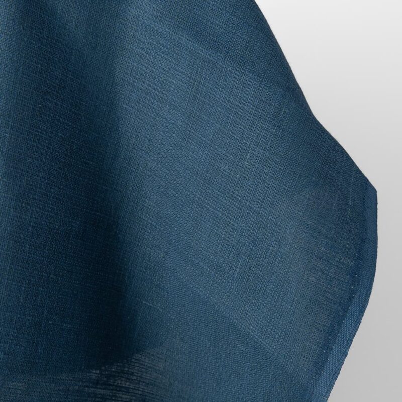 Linen fabric dark greenish-blue tweed, pure linen