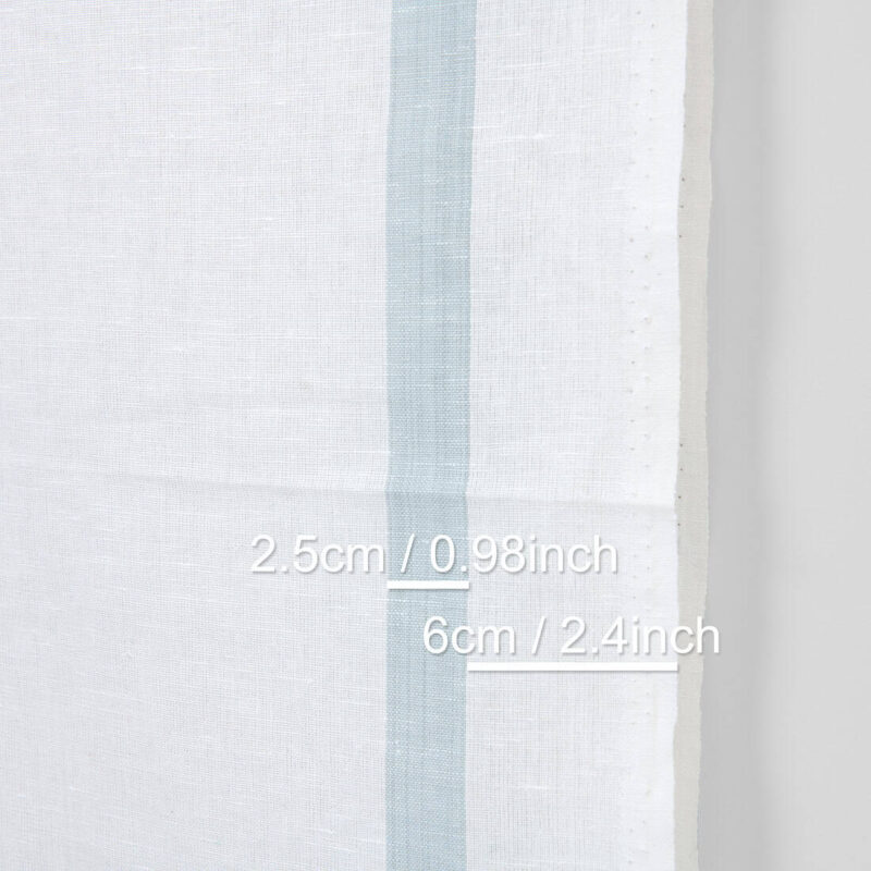 Narrow linen cotton fabric white with blue stripes, 50cm width