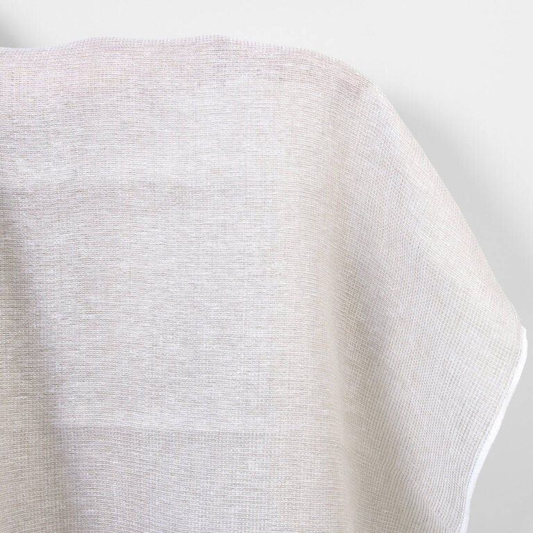 Linen fabric dobby openweave white and beige