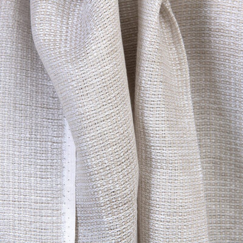 Linen fabric dobby openweave white and beige, unwashed