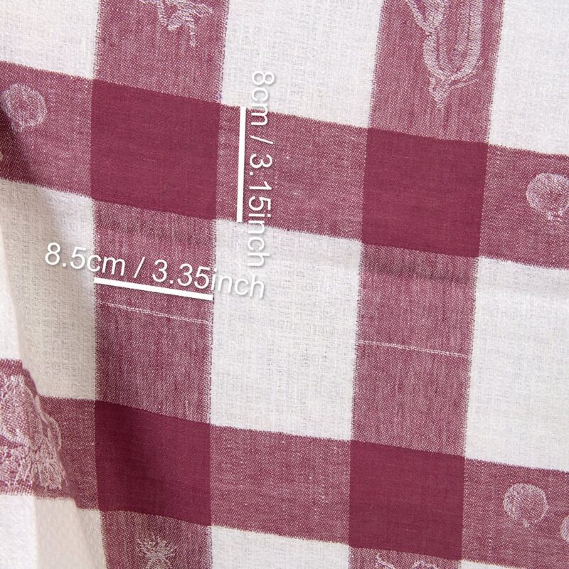Linen fabric white with chestnut brown stripes jacquard, with measurements