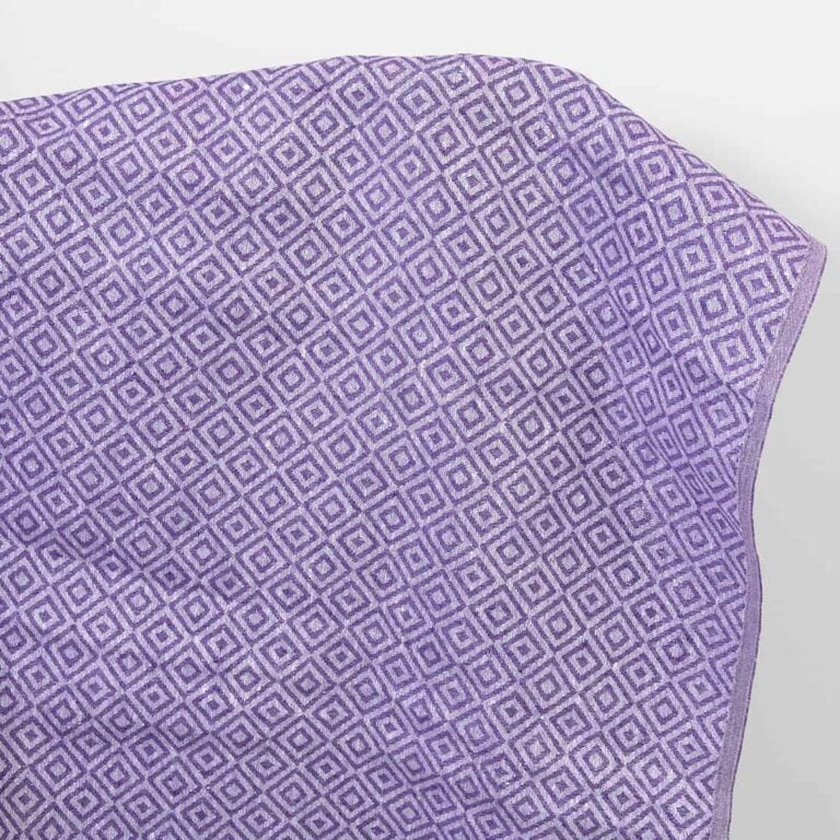 Linen fabric purple and white diamonds jacquard