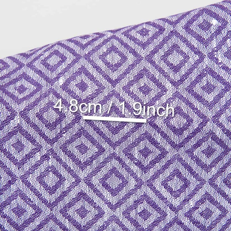 Linen fabric purple and white diamonds jacquard, with measurements