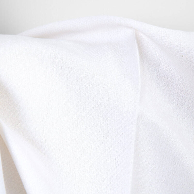 Linen cotton fabric white diamonds with floral stripe