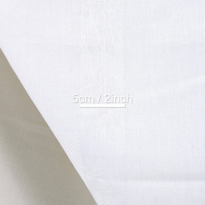 Linen cotton fabric white diamonds with floral stripe
