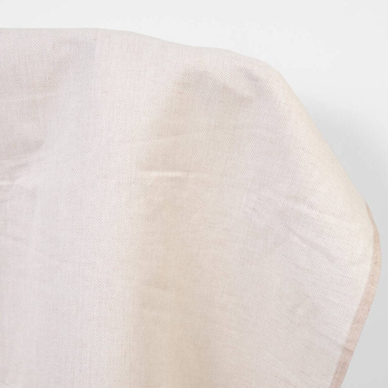 Linen cotton fabric off-white and light cocoa herringbone