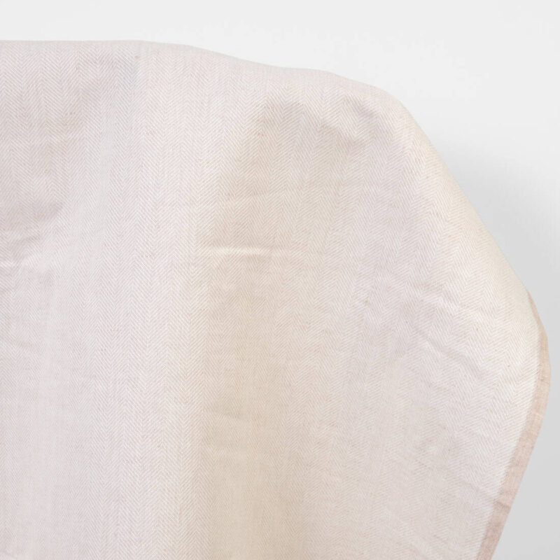 Linen cotton fabric off-white and light cocoa herringbone