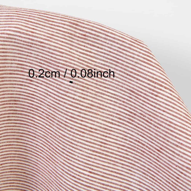 Linen cotton fabric small white and red stripes, with measurements