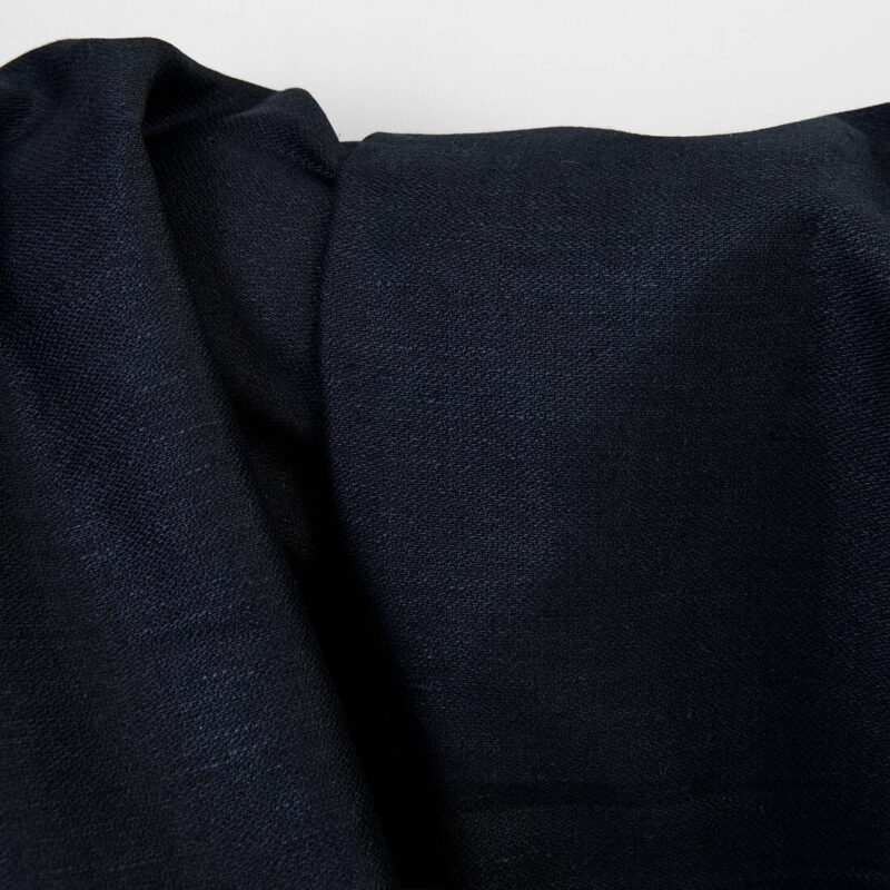 Linen cotton fabric blue-black satin, 150cm width