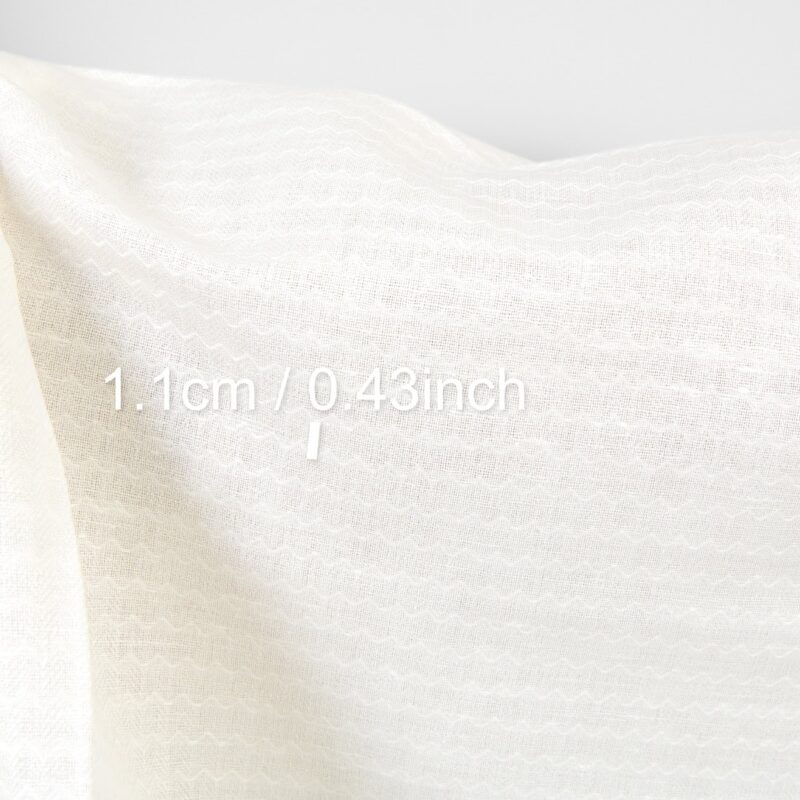 Linen cotton fabric off-white zig-zag stripes, yellowish-white