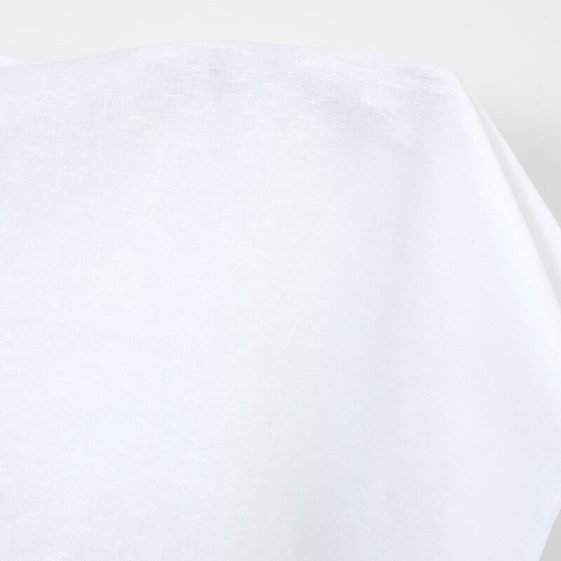 Linen cotton fabric optical white herringbone