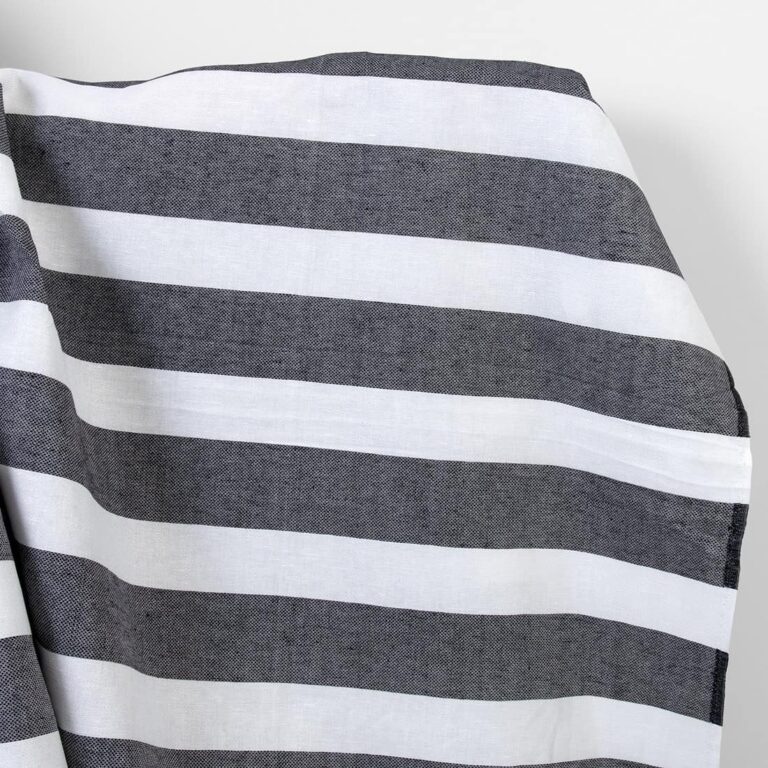 Linen cotton fabric black and white stripes