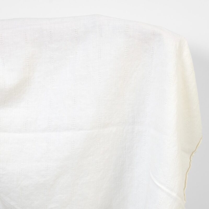 Linen cotton fabric off-white herringbone dobby, washed
