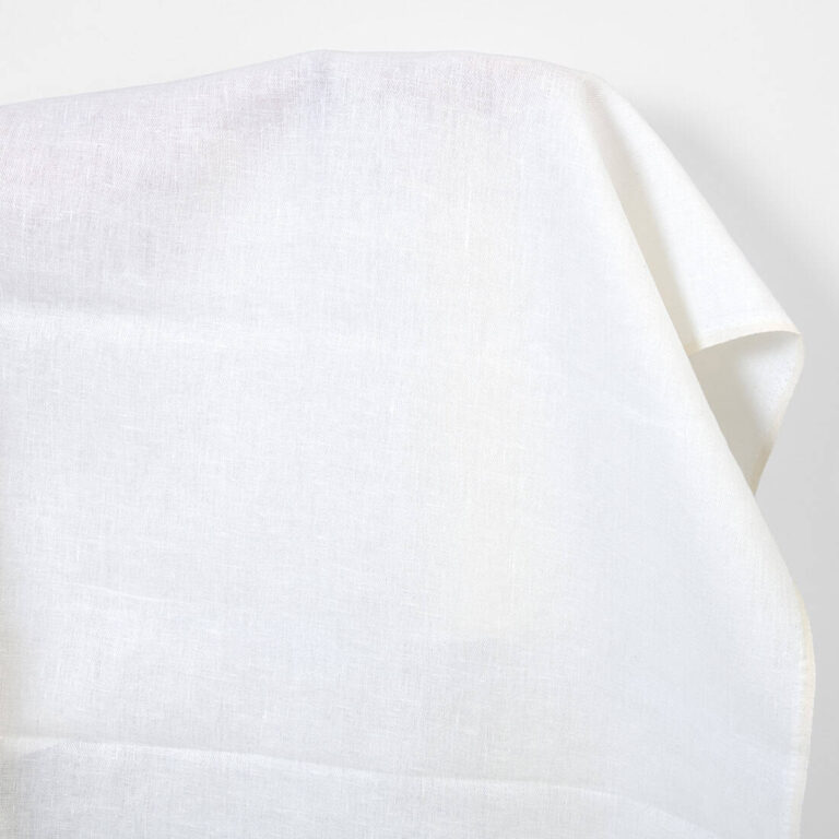 Linen fabric white herringbone