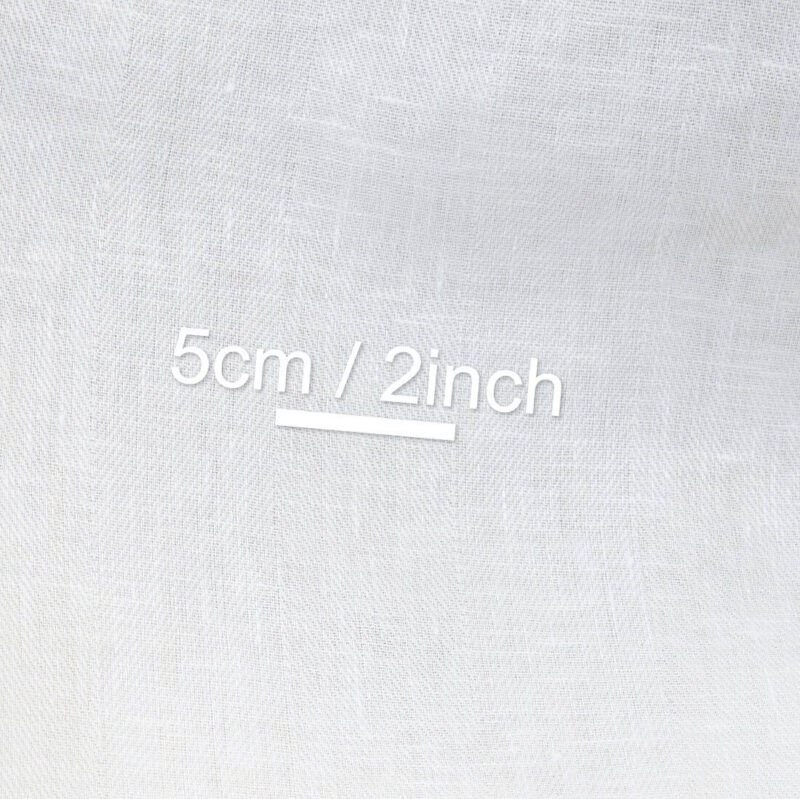 Linen fabric white herringbone, with measurements