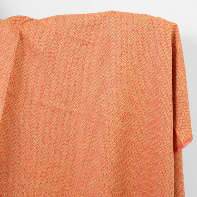 Linen cotton fabric red and ginger patterned diamonds