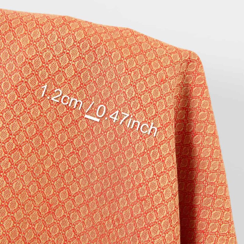 Linen cotton fabric red and ginger patterned diamonds, with measurements