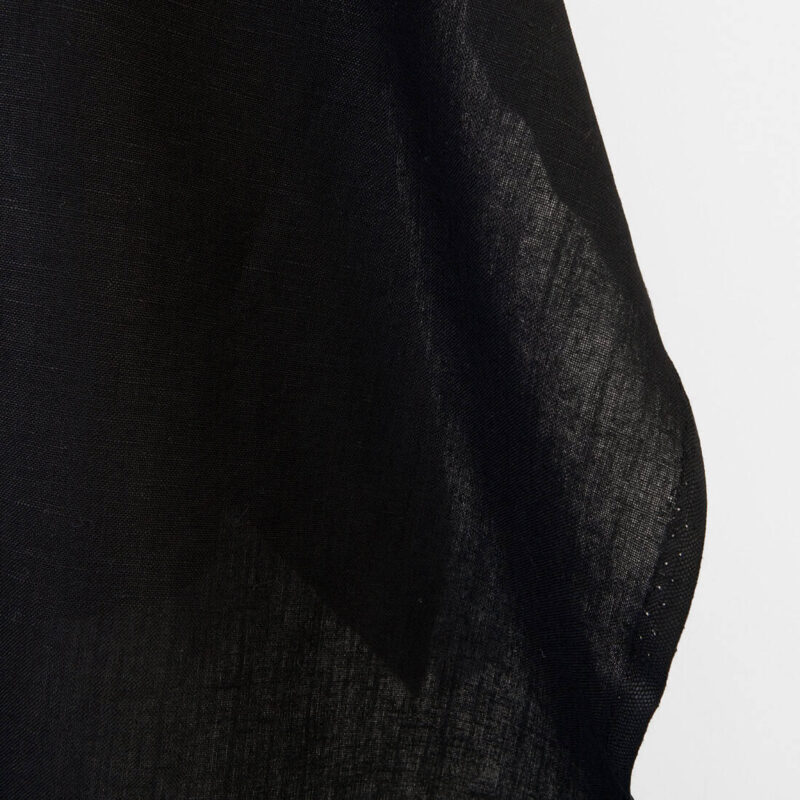 Linen cotton fabric in black, plain weave