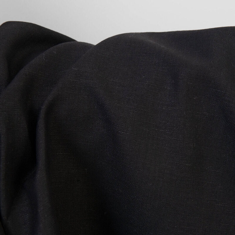 Linen cotton fabric in black, unwashed