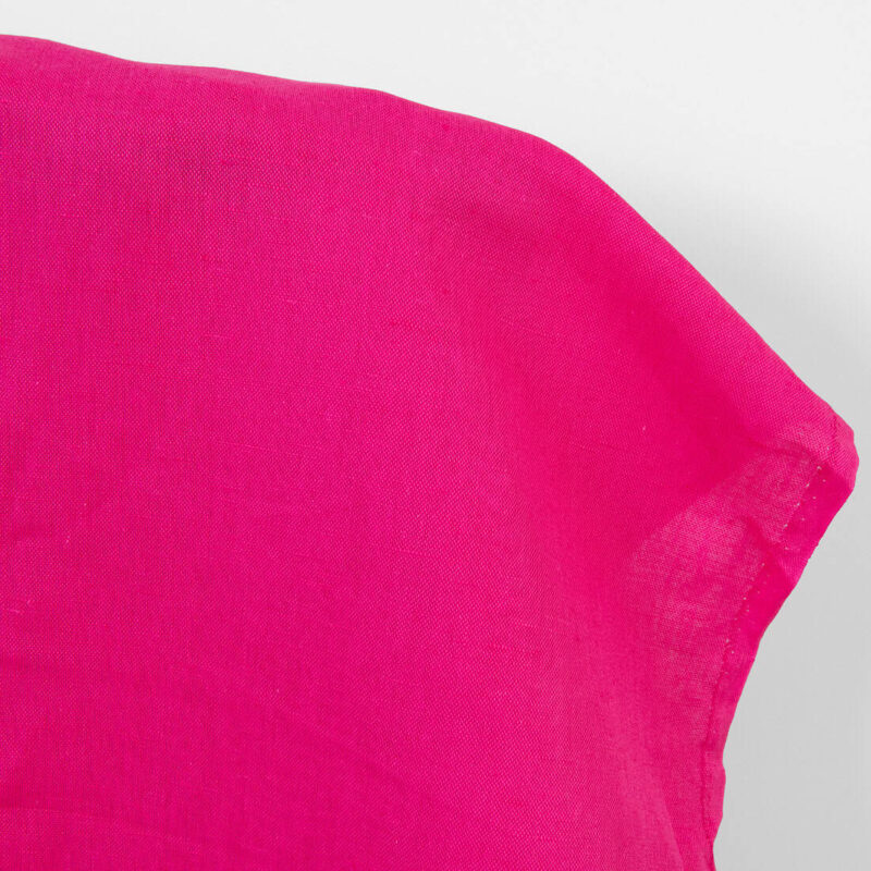 Linen cotton fabric plain hot pink, 180cm width