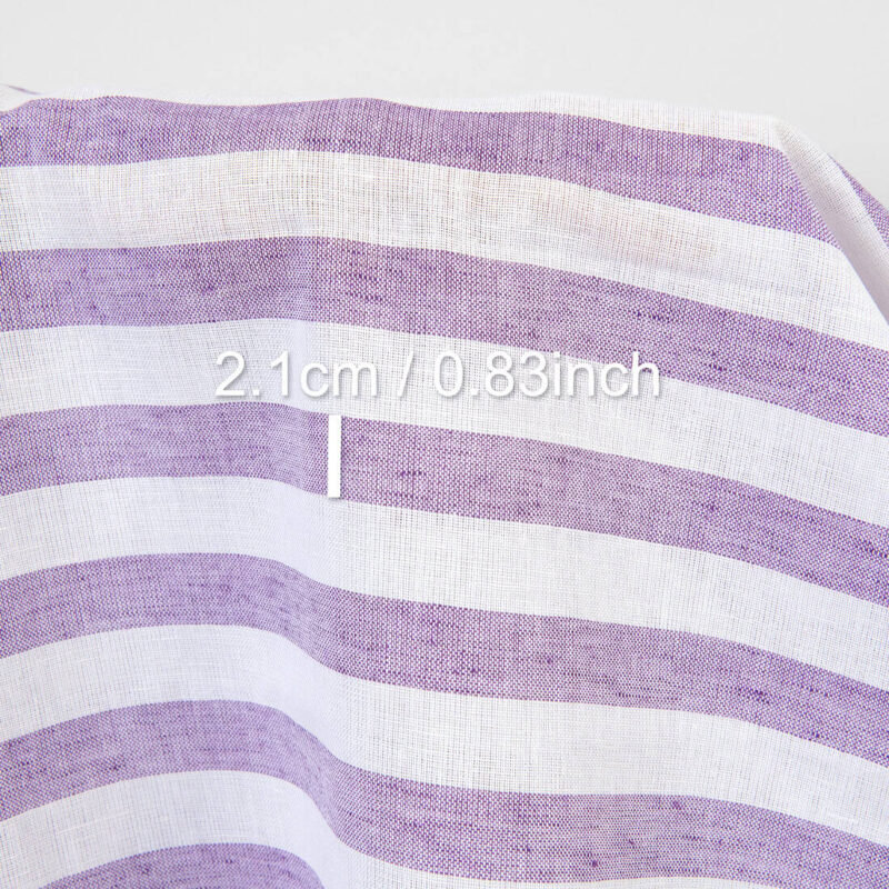 Linen cotton fabric purple and white stripes, with measurements