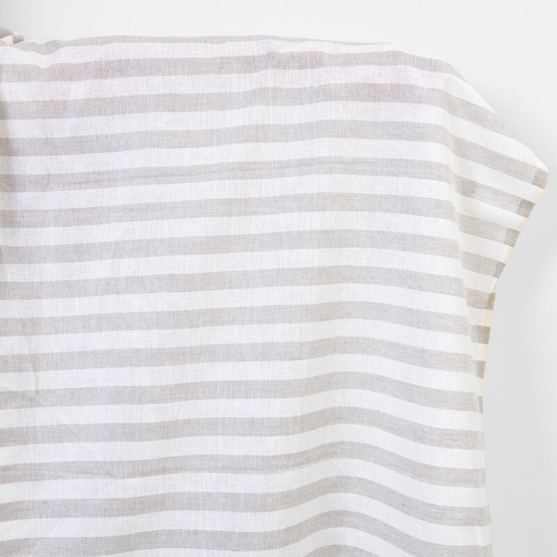 Linen cotton fabric white and natural stripes