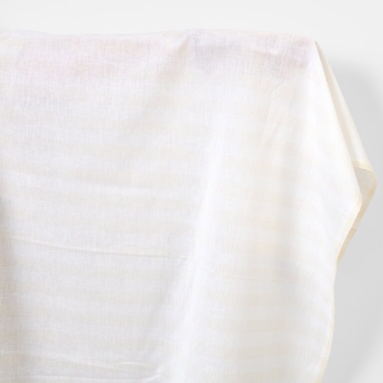 Linen cotton fabric off-white with vanilla stripes