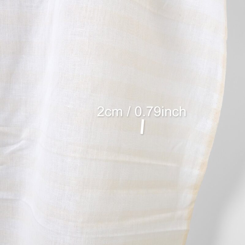 Linen cotton fabric off-white with vanilla stripes, with measurements