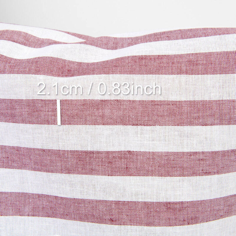 Linen cotton fabric red and white stripes, with measurements