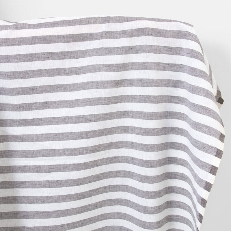 Linen cotton fabric white and brown stripes