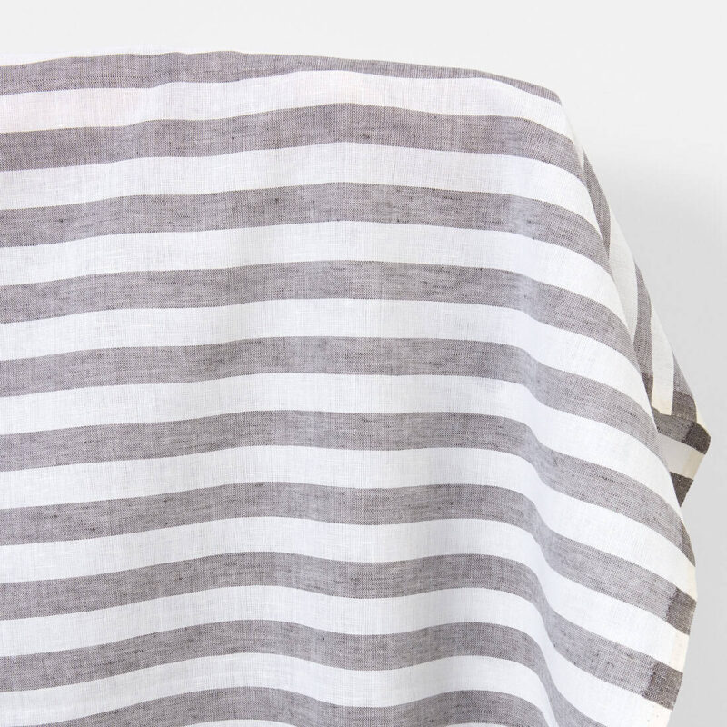 Linen cotton fabric white and brown stripes, lightweight