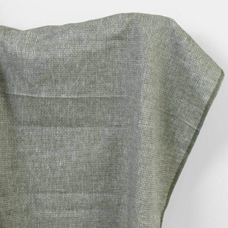 Linen fabric dark green with white dots